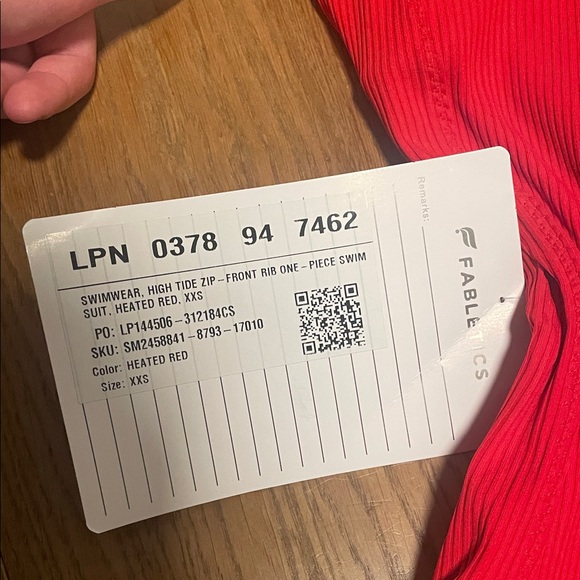 Fabletics High Tide Red Ribbed Swimsuit - Picture 2 of 7